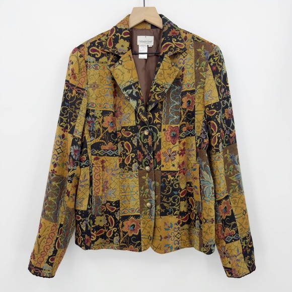 Coldwater Creek Jackets & Blazers - Coldwater Creek Tapestry Blazer Patchwork Floral Paisley L Boho Southwestern